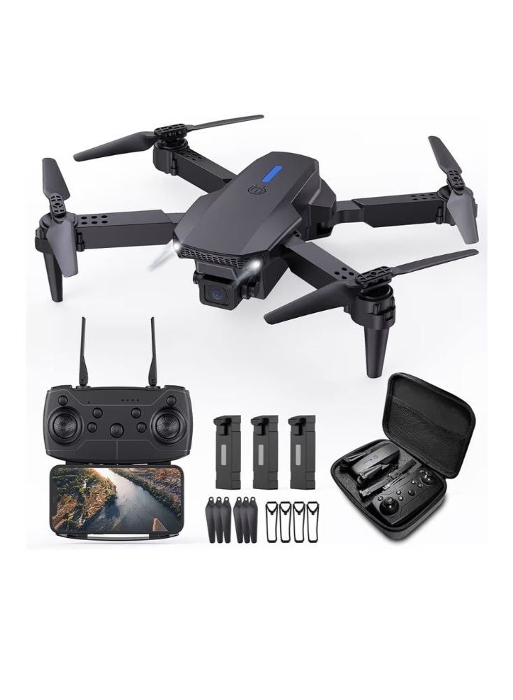 بريميم طائرة بدون طيار قابلة للطي مزودة بكاميرا واي فاي عالية الدقة بتقنية FPV مع بث مباشر في الوقت الفعلي، ونظام تثبيت طيران ذكي، وجهاز تحكم عن بعد دقيق، وبطاريتين احتياطيتين، ومراوح عالية الرفع، وحقيبة حمل واقية. - Image 1